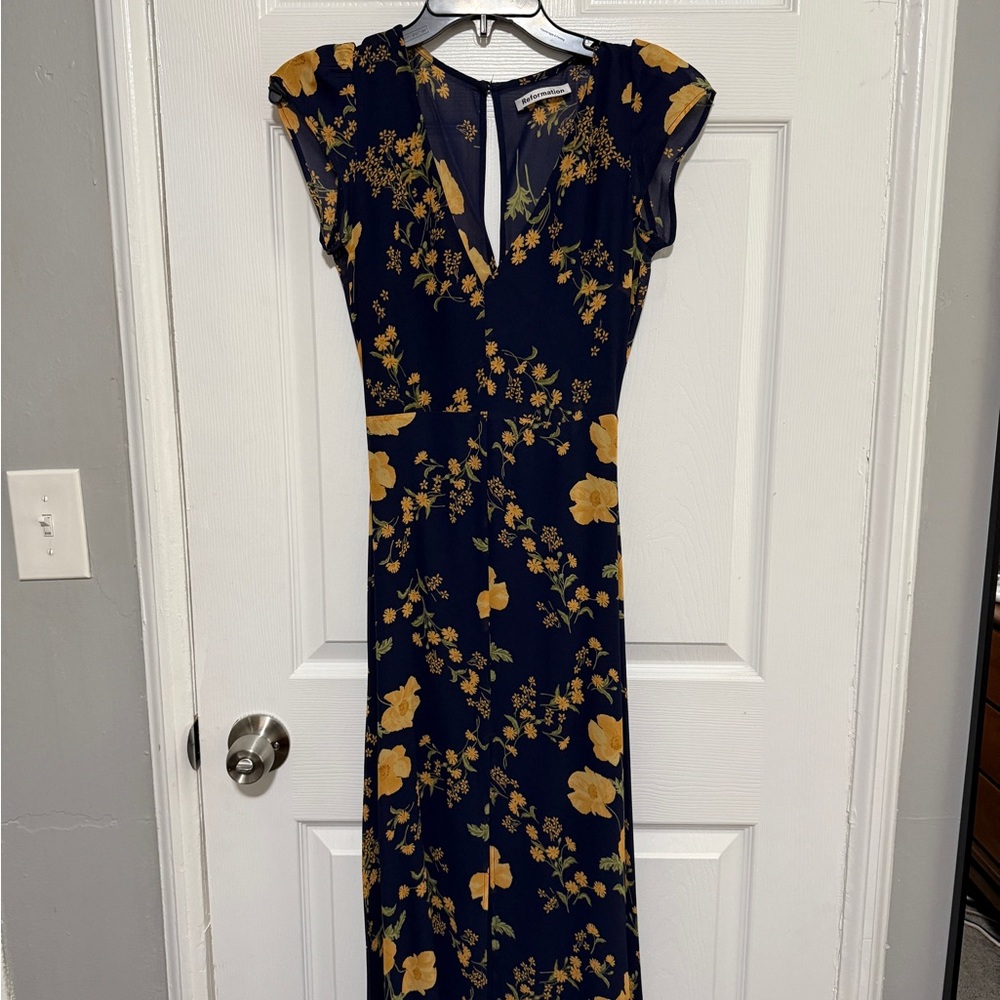 Reformation Bernadette Maxi Dress with Flutter Cap Sleeves